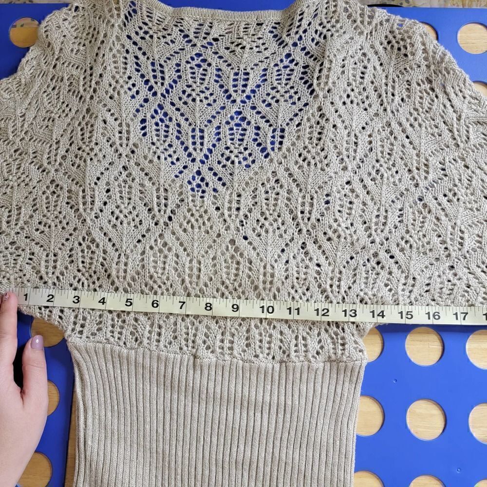XOXO Collection Knit Metallic Sweater Tan Silver Size Small - Picture 6 of 16